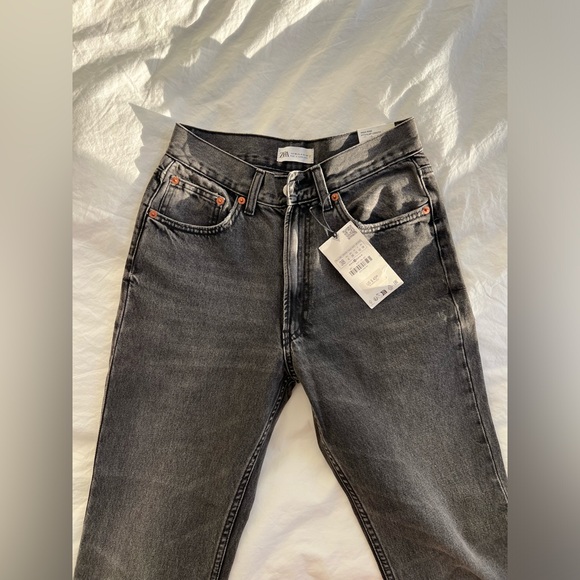 Zara high waist straight fit grey jeans - Picture 7 of 9